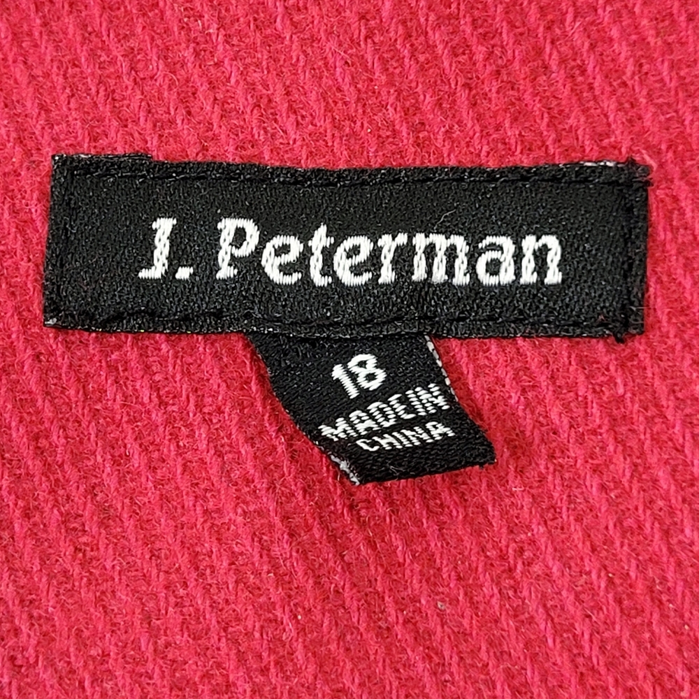 J. PETERMAN Third Act Wool Blend Coat Red w/ Leopard Print Lining Size 18 - Picture 7 of 11